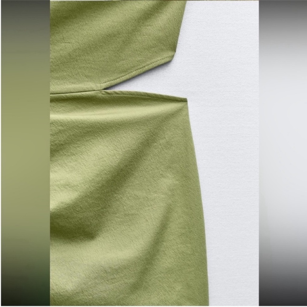 Zara, Light Khaki, RUCHED CUT OUT MINI DRESS, Medium - Picture 9 of 9